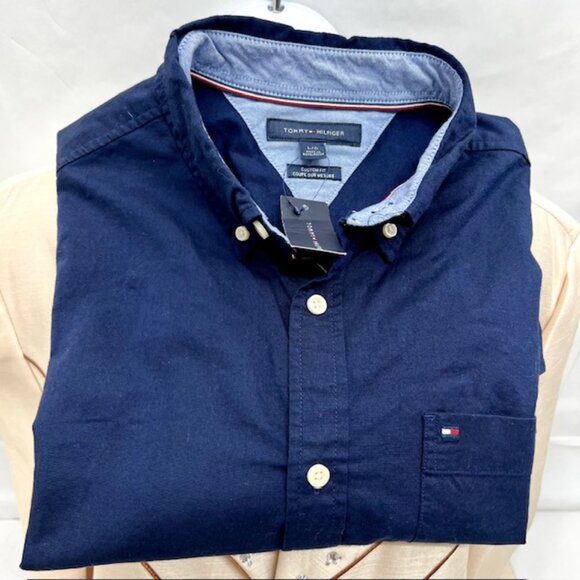New Tommy Hilfiger Men's Long Sleeve Button-Down  Casual Shirt L  Dark Blue(87) - Picture 1 of 7
